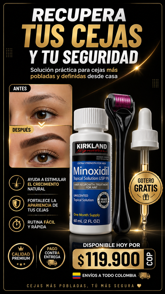Minoxidil + dermaroller + gotero gratis (cejas mujer)